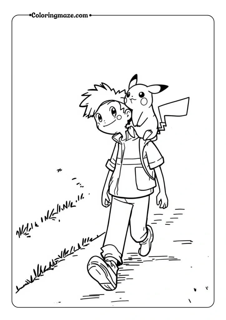 Pikachu on Ash's Shoulder